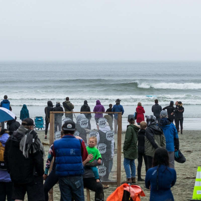 a group of people on a beach