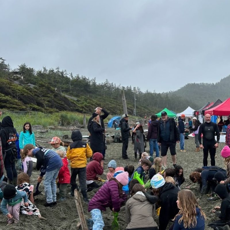 a group of people standing in front of a crowd
